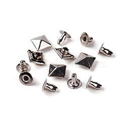 Brass Rivet Studs, with Iron Findings, For Purse, Bags, Boots, Leather Crafts Decoration, Platinum, 6x6x3mm(KK-WH0033-25P)