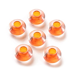 Transparent Acrylic European Beads, Large Hole Beads, Rondelle, Orange, 14x8.5mm, Hole: 5.5mm, about 537pcs/500g(TACR-P009-C01-09)