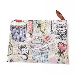 Foldable Eco-Friendly Nylon Grocery Bags, Reusable Waterproof Shopping Tote Bags, with Pouch and Bag Handle, Cake Pattern, 52.5x60x0.15cm(ABAG-B001-32)