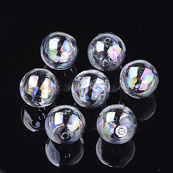 Handmade Blown Glass Globe Beads, AB Color Plated, Round, Clear AB, 25x24~24.5mm, Hole: 2~3mm(X-DH017J-1-25mm-AB)