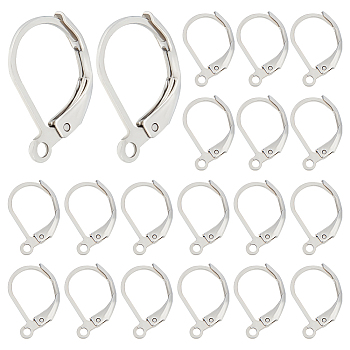 200Pcs 304 Stainless Steel Leverback Earring Findings, with Loops, Stainless Steel Color, 15x10x2mm, Hole: 1.5mm