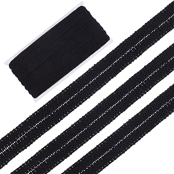 Braided Cotton Lace Ribbons, Folding Lace Trim, for Clothes Sewing, Black, 3/4 inch(20mm)