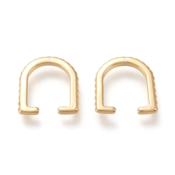 Brass Cuff Earrings, U Shape, Real 18K Gold Plated, 15.5x15x2mm