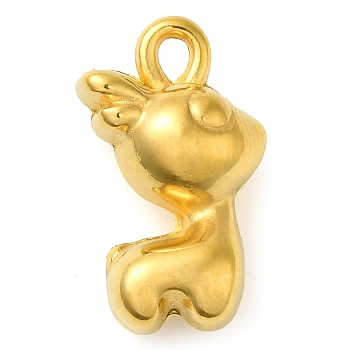 Ion Plating(IP) 304 Stainless Steel Pendants, Deer Charm, Real 18K Gold Plated, 19x11x8mm, Hole: 3x2mm