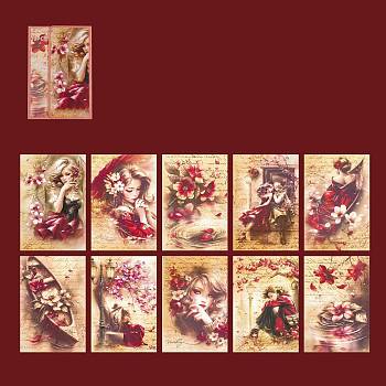 Scrapbook Paper Pad Sets, for DIY Album Scrapbook, Greeting Card, Background Paper, Flower, FireBrick, 120x80x0.1mm