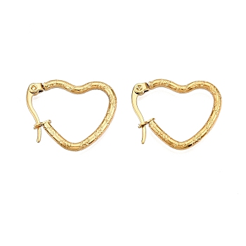 PVD Vacuum Plating 201 Stainless Steel Hoop Earrings, with 304 Stainless Steel Pins, Heart, Golden, 12 Gauge, 22.5x18x2mm, Pin: 1mm