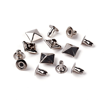 Brass Rivet Studs, with Iron Findings, For Purse, Bags, Boots, Leather Crafts Decoration, Platinum, 6x6x3mm