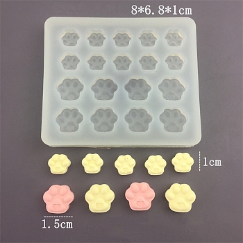 DIY Food Grade Silicone Molds, Fondant Molds, For DIY Chiffon Cake Chocolate Bakeware, Paw Print, 68x80x10mm, Inner Diameter: 10x6mm and 15x6mm