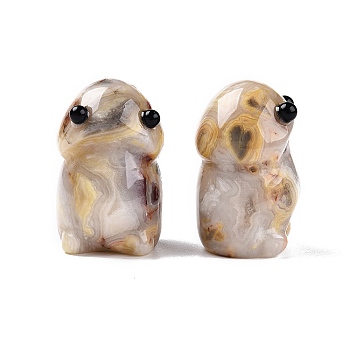 Natural Crazy Agate Monster Figurines, for Home Office Desktop Decoration, 39~41x24~25.5x24~25mm