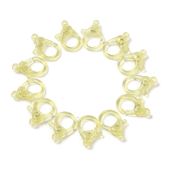Transparent Plastic Lobster CLaw Clasps, Light Goldenrod Yellow, 26x19x6mm, Hole: 2mm