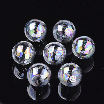 Handmade Blown Glass Globe Beads, AB Color Plated, Round, Clear AB, 25x24~24.5mm, Hole: 2~3mm