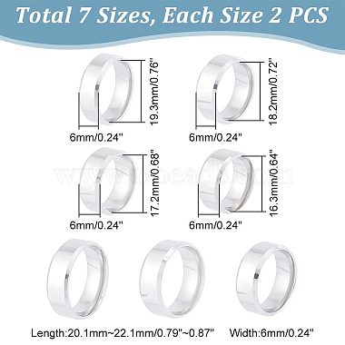 14Pcs 7 Styles Matte Style 304 Stainless Steel Wide Band Finger Rings for Women Men(RJEW-UN0002-52P)-4