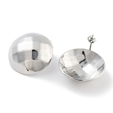 Half Round 304 Stainless Steel Stud Earrings