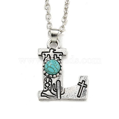 Letter L Synthetic Turquoise Necklaces