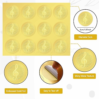 34 наклейки самоклеющиеся листовые с тиснением золотой фольги(DIY-WH0509-010)-3