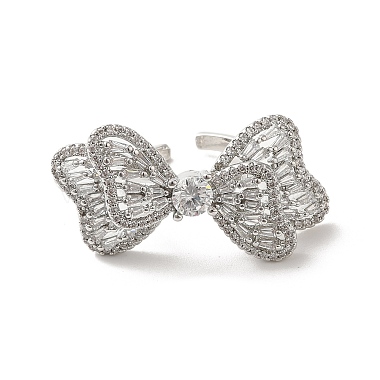 Clear Bowknot Brass+Cubic Zirconia Finger Rings