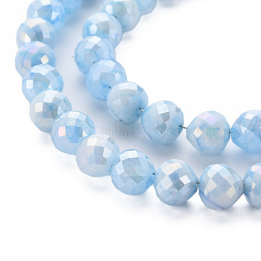 Mèches de perles de verre craquelé peintes au four opaque(EGLA-S174-19D)-3