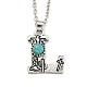 Letter A~Z Antique Silver Plated Alloy with Synthetic Turquoise Pendant Necklaces(NJEW-G080-01L)-1
