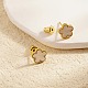 Golden 304 Stainless Steel Flower Stud Earrings with Natural Shell(MK6703-2)-1