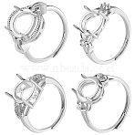 4Pcs 4 Styles Adjustable Brass Ring Components, Pad Ring Settings, Oval/Round, Platinum, Ring Surface: 15x11.5mm, Inner Diameter: 17mm, Tray: 10x8mm, 1pc/style(KK-SC0006-99)