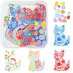 15Pcs 5 Colors Transparent Acrylic Pendant, Cat Shape with Flower, Mixed Color, 38x28x2.5mm, Hole: 1.5mm, 3pcs/color(ENAM-SZ0004-28)