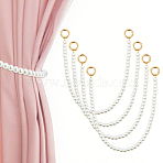 2Pcs Glass Pearl Beads Curtain Tiebacks Clips, Window Curtain Holdbacks, with 304 Stainless Steel Clasp, Light Yellow, 400mm(HJEW-FH00159)