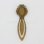 Iron Bookmark Cabochon Settings, Cadmium Free & Nickel Free & Lead Free, with Alloy Tray, Oval, Antique Bronze, 88x28x3mm, Tray: 18x25mm(PALLOY-N0084-23AB-NF)