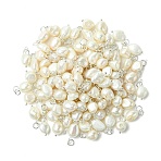 10Pcs Natural Cultured Freshwater Pearl Pendants, with Brass Findings and 304 Stainless Steel Jump Rings, Platinum, 13~15mm(PALLOY-YW00178-02)