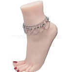 Bohemian Style Iron Bell Charm Anklets for Women, Platinum, 7-7/8 inch(200mm)(WGF0CB1-02)