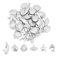 36Pcs 6 Style 304 Stainless Steel Charms, Mixed Shapes, Stainless Steel Color, 6pcs/style(STAS-UN0020-38P)