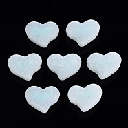 Flocky Acrylic Beads, Bead in Bead, Heart, Pale Turquoise, 16x21x12mm, Hole: 2.5mm(X-MACR-S275-27B)