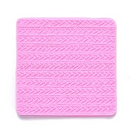 DIY Sweater Stitch Texture Food Grade Silicone Molds, Fondant Impression Mat Mold, for Cupcake Cake Decoration, Rectangle, Hot Pink, 99x97x7mm(DIY-B034-07)