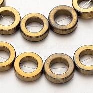 Electroplate Non-magnetic Synthetic Hematite Beads Strands, Ring, Golden Plated, 14x4mm, Hole: 1mm, about 29pcs/strand, 15.7 inch(G-F300-04-03)