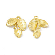 Rack Plating Alloy Pendants, Cadmium Free & Lead Free & Nickle Free, Leaf Charms, Matte Gold Color, 25.5x20.5x2.5mm, Hole: 2.3mm(FIND-G045-45MG)