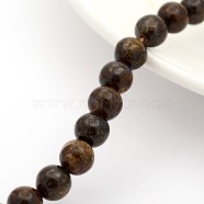 Natural Bronzite Round Bead Strands, 6mm, Hole: 1mm, about 31pcs/strand, 7.5 inch(G-M272-05-6mm)