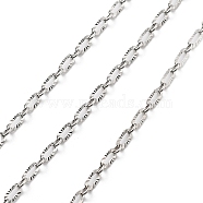 10M Brass Cable Chains, Soldered, with Spool, Platinum, 4.8x2.3x2.3mm(CHC-L052-02A-P)