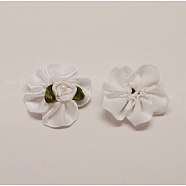 Handmade Woven Costume Accessories, with Acrylic Beads Flower, White, 29x27x14mm(WOVE-QS24-25)