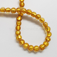 Handmade Silver Foil Glass Beads, Round, Goldenrod, 9.5~10.5mm, Hole: 1~2mm(FOIL-R054-10mm-7)