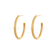 Titanium Steel Ring Stud Earrings, Half Hoop Earrings, Golden, 32.3x2mm(XU6358)