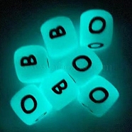 Cube Luminous Silicone Beads, DIY Nursing Necklaces and Bracelets Making, Chewing Pendants For Teethers, Glow in the Dark, Letter L, 12x12x12mm(FIND-SZC0013-134)