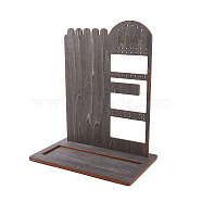 Wooden Jewelry Display Tower with Tray, Jewelry Organizer Holder for Earring Ring Necklace Storage, Slate Gray, Finish Product: 15x25x28.9cm(EDIS-WH0030-22)