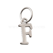 925 Sterling Silver Pendants, Letter, Letter F, 10x5x1mm, Hole: 4mm(STER-R011-07P-F)