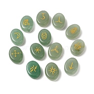 13Pcs Natural Green Aventurine Rune Stone, Healing Stone for Reiki Balancing, Oval, Divination Supplies, 20.5x15x6mm(G-C095-02D)