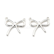 304 Stainless Steel Pendants, Bowknot Charms, 925 Sterling Silver Plated, 16x17x2mm, Hole: 1mm(STAS-E185-06S)