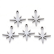 304 Stainless Steel Pendants, Laser Cut, Eight Pointed Star, Stainless Steel Color, 15x15x1mm, Hole: 1.2mm(STAS-N092-37)
