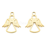 Ion Plating(IP) 201 Stainless Steel Pendants, Angel, Real 18K Gold Plated, 23x19x2mm, Hole: 2.5mm(X-STAS-N098-255LG)