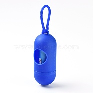 Plastic Pill Shape Pet Poop Waste Bags Holder, with Waste Bags and Carabiners, Blue, 140mm, Pill: 10x4cm, Bag: 30x24cm, 15pcs/roll(AJEW-Z002-A10)