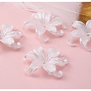 Opaque ABS Plastic Bead Caps, 6-Petal Flower, White, 42mm(FIND-PW0018-01)