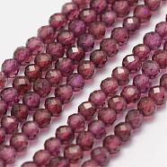 Natural Garnet Beads Strands, Faceted, Round, 2mm, Hole: 0.5mm, about 178pcs/strand, 15.3 inch(39cm)(G-K182-2mm-10)