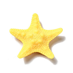 Sea Animal Opaque Resin Cabochons, Starfish, Yellow, 37x38x9mm(CRES-M014-14D)